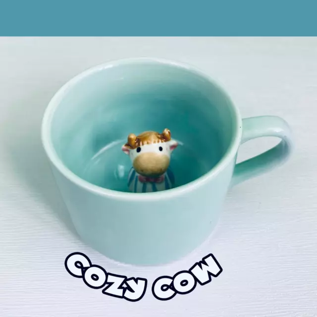 Cozy Cow Ceramic Coffee Mug Stoneware Tea Latte Cappuccino Animal Peekaboo Cup
