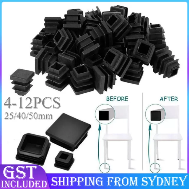 25/40/50mm Black Blanking End Plastic Cap Square Tube Insert Pipe Box Chair Plug