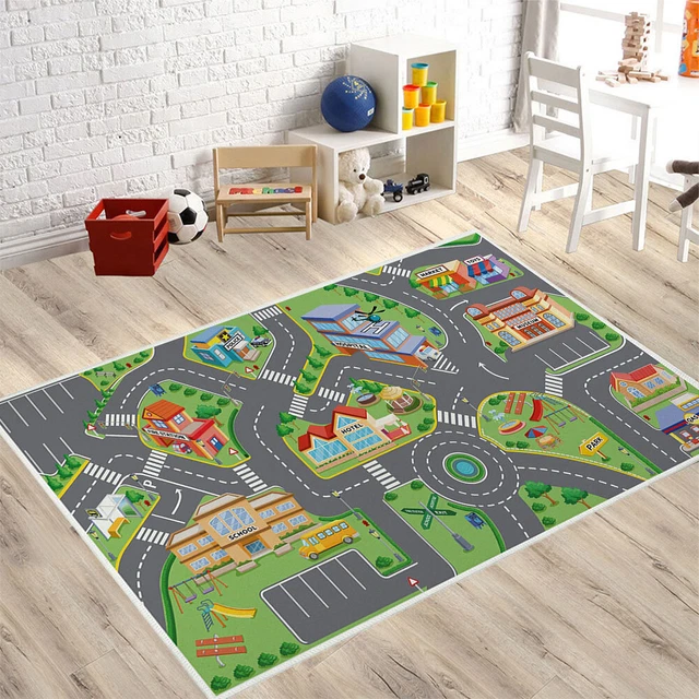 Kids Cartoon Carpet Rectangular Crawling Rug for Playroom Bedroom (60*90cm A)