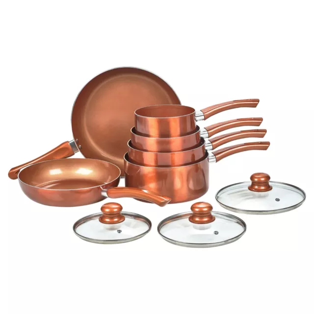 6 PCS URBN-CHEF Ceramic Copper Induction Cooking Pots Lid Saucepans Cookware Set 2