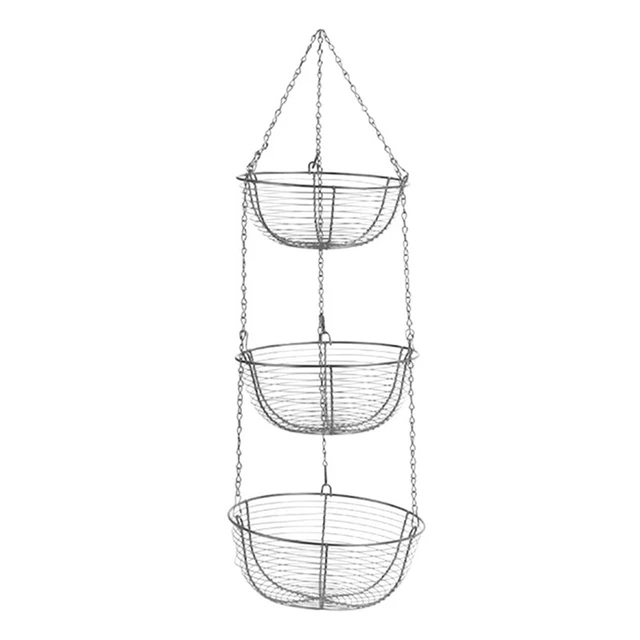Cesto stringente 3 piani, organizzatore frutta, cucina, filo resistente-4402