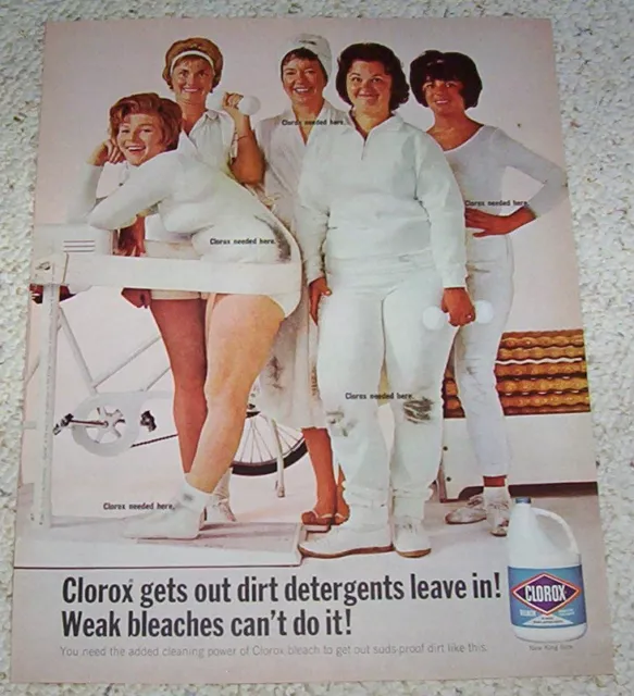 1965 vintage print ad - Clorox laundry Bleach exercise ladies Procter Gamble