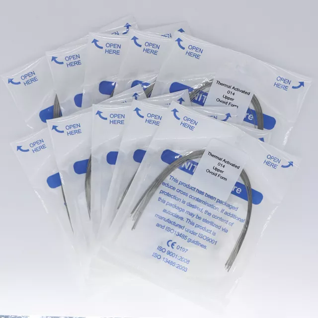 Pack de 10 fils niti arc orthodontiques dentaires thermiques activés 014 forme ovale supérieure