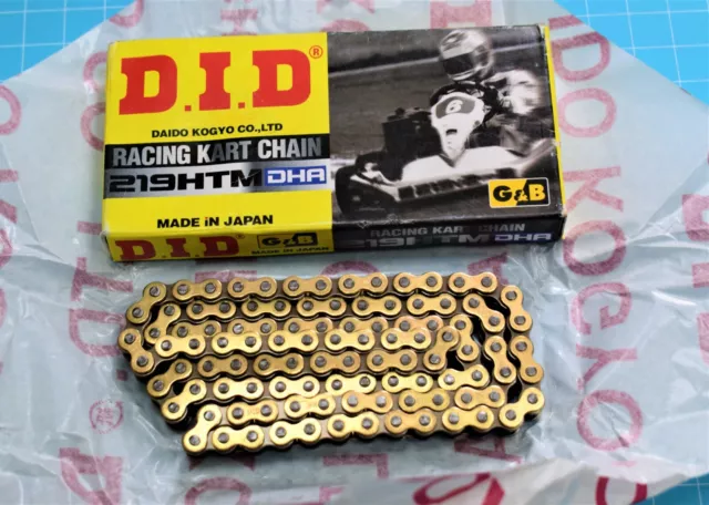 chaine karting 106 maillons DID RACING KART CHAIN 219 HTM DHA Gold&black neuf