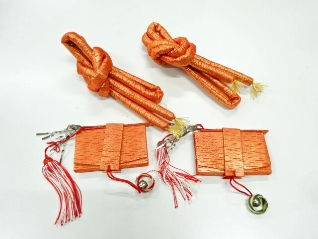 40085# Japanese Kimono / Hakoseko & Marukuge Set For Girls / Weave Pattern