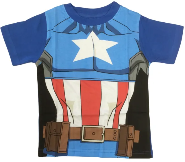 T-shirt costume bambini Marvel Avengers Captain America abito elegante NUOVO