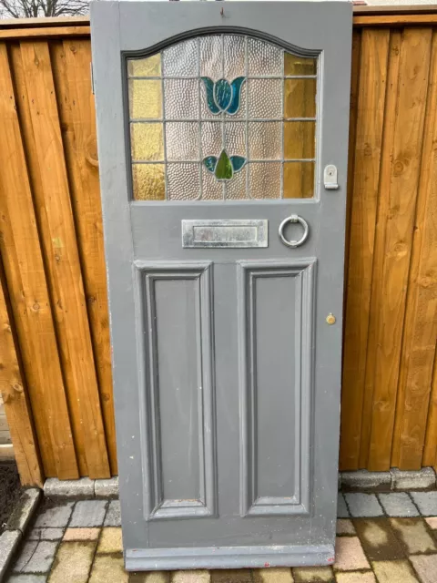 Reclaimed 1930's Original Victorian Hardwood External Front Entrance Door 