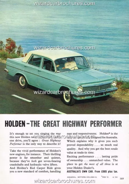 1964 Eh Holden Sedan A3 Poster Ad Advert Advertisement Sales Brochure Mint