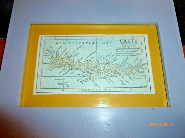 VINTAGE MAP HISTORICAL Greece 2000BC MAP OF CRETE 2.5x4.5