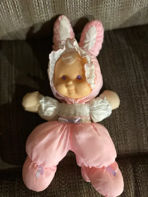 Vintage Puffalump Fisher Price Kids Plush Pink Bunny Ears Baby Doll 14"