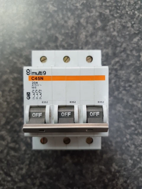 MERLIN GERIN MULTI 9 C45N 20A M6 Triple Pole MCB miniature circuit ...