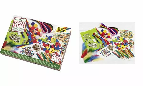 folia Die große Bastel Kiste Koffer 1300 Teile Dekorieren Kinder Kreativ Set neu