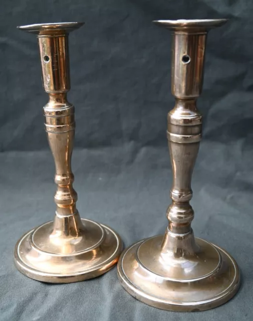 Antique pair early18th century French bronze table candlesticks