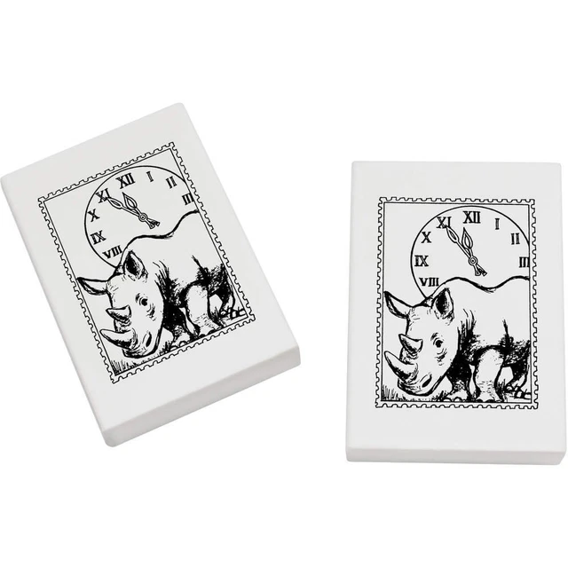 2 x 45 mm 'Rhino Briefmarke' Radierer/Gummi (ER00031722)