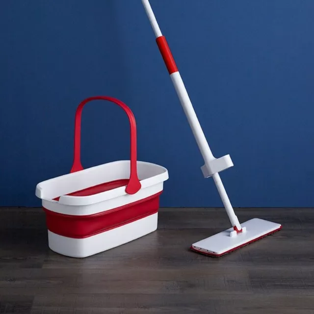 Flat Squeeze Mop and Folding Bucket Free Hand Washing Floor Cleaning Mop