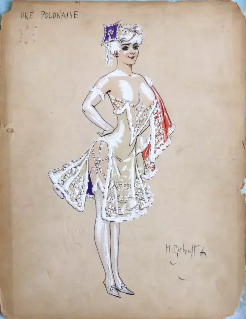 Dessin de Henry GERBAULT (1863-1930) costume pour une polonaise théâtre opéra