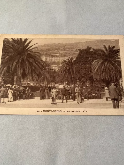 Early Monte Carlo Monaco Postcard Carte Postale CPA The Gardens Les Jardines
