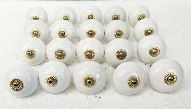 Boutons de porte en céramique couleur blanche tiroir tirer meubles armoire...