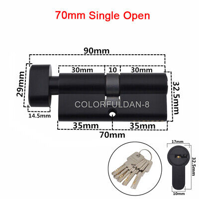 1X Brass Mortise Door Lock Cylinder Core Lock Repair Hardware Parts w Keys Black