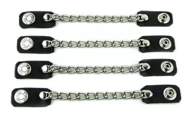 1 row chain Extension Black Leather Biker Vest Extender 4 Pcs Lot