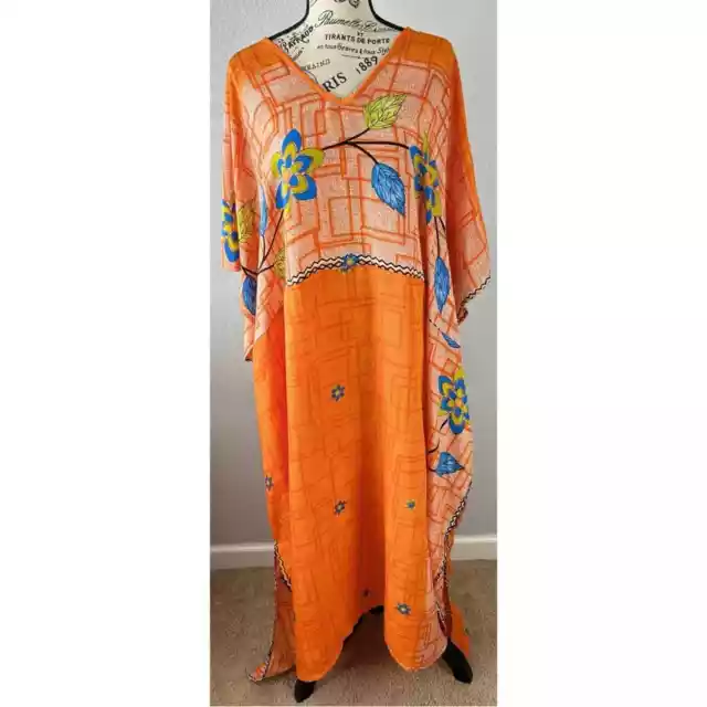 Kantha Bae 100% Silk Oversized Tunic Kaftan Muu Boho Maxi Dress, One Size