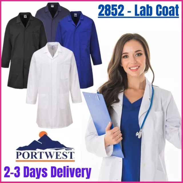 Portwest Unisex Doctors Medical Nursing, Student, UNI LAB High Quality Coat 2852