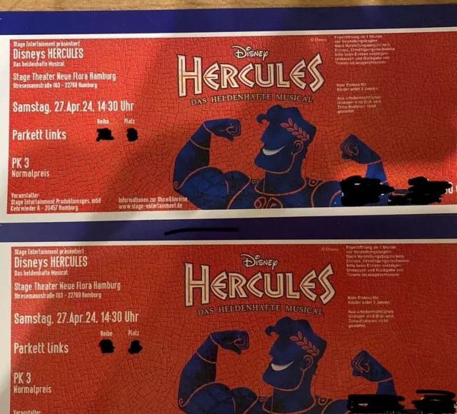 2 Tickets Musical Disneys Hercules Hamburg 27.042024 14:30 Uhr