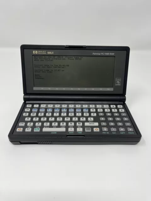 Vintage Hp Hewlett Packard 100LX 1MB PC Palmtop Includes Leather Educalc case