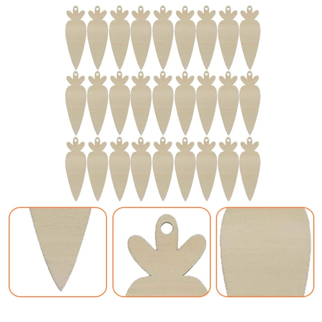 30pcs ornamenti in legno di Pasqua non zuccheri fette di legno artigianale in