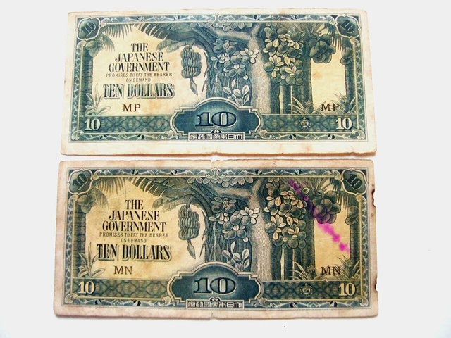 1942 japanese Malaya Singapore 10 ten dollars MN/MP 3