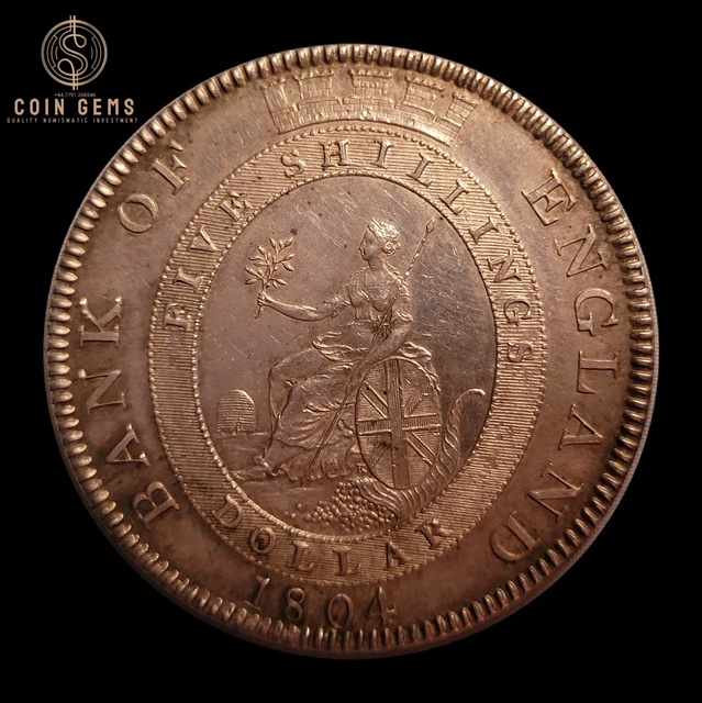 1804 Great Britain Silver Bank Dollar Five Shillings Proof Like Field Stunning 1804 Great Britain Silver Bank Dollar Five Shillings Proof Like Field Stunning