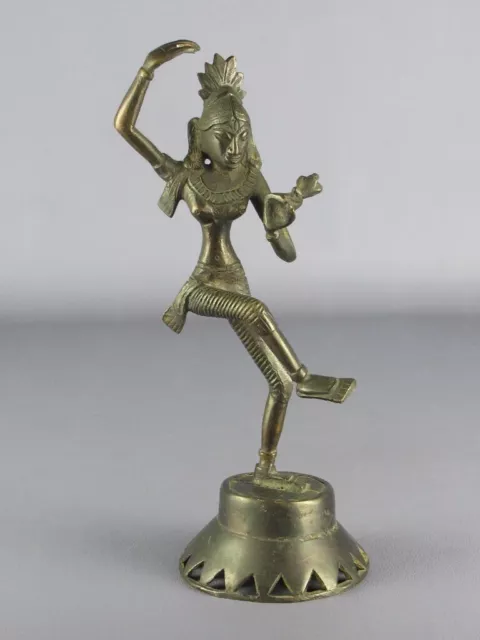 Vintage Estatua En Bronce Figura Bailando Con Flor Fabricación Asiática Xx Sec