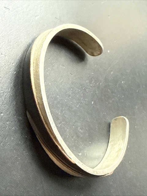 Bracelet Ethnique Ancien En Argent Massif 925 - Style Jonc Art Déco Avec émaux