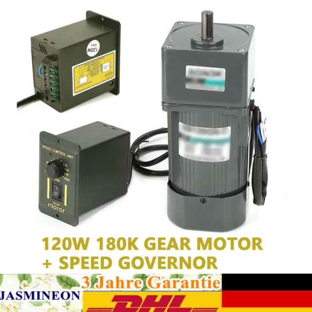 220V 120W 180K Gear Motor Getriebemotor Elektromotor mit CW/CCW Drehzahlregler