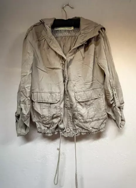 Daughter of the Liberation Anthropologie Tencel Hooded Jacket Beige Size Small