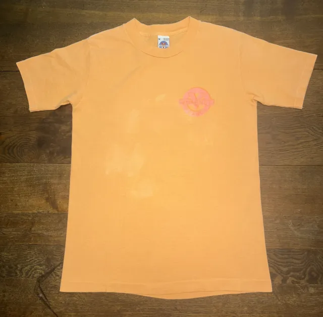 Vuarnet T Shirt Vintage Single Stitch Orange Pastel Neon Cotton Size M