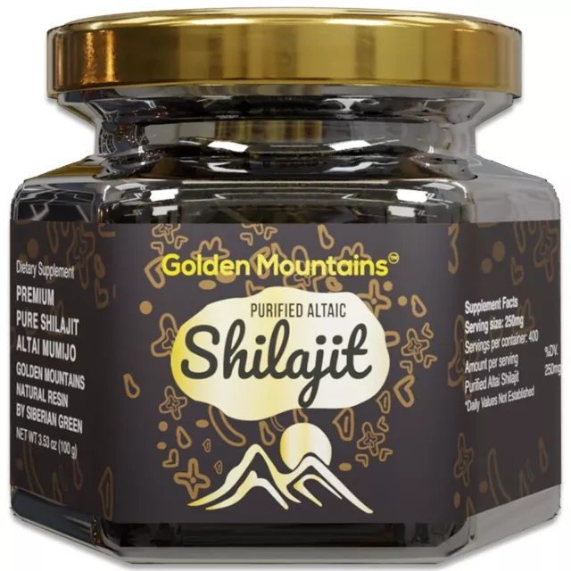 Golden Mountains Shilajit Resin Pure Authentic Siberian Altai 100g 3.53 oz