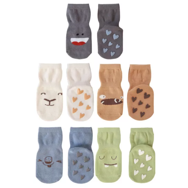 5 Pairs of Baby Non-skid Socks Toddler Newborn Infant Nonslip Socks Cotton Socks