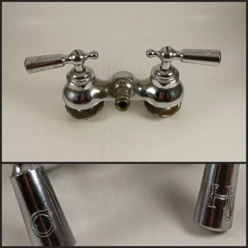 Antique/Vintage Clawfoot Bath Tub Hot Cold Water Faucet, Nice Old Letters