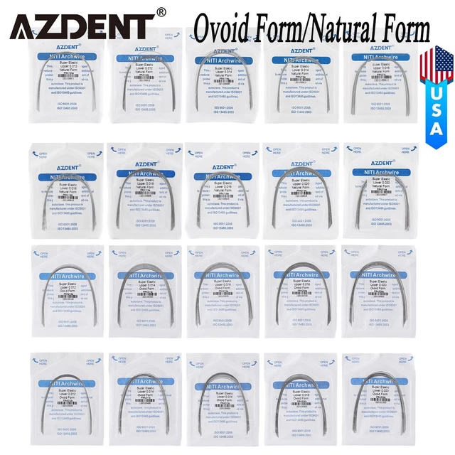 Fils Arc Orthodontiques Niti Super Élastiques - Forme Ovoïde Ronde - Lot De 10 - Marque AZDENT
