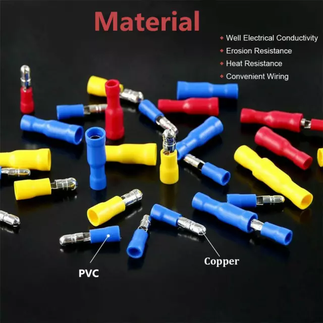 100PCS Insulated Straight Electrical Wire Connectors Butt Splice Crimp Terminals