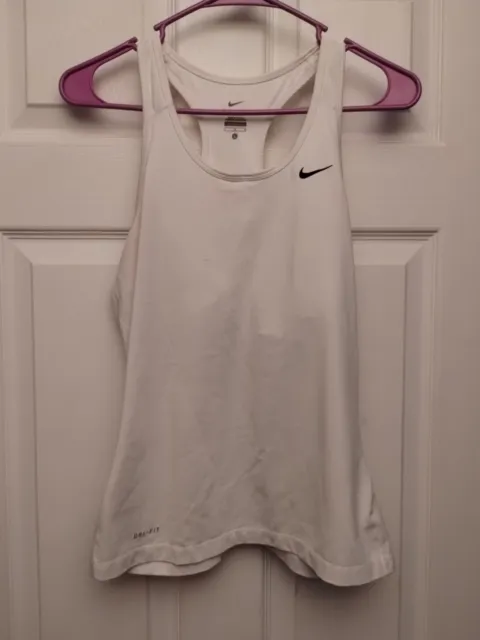 Nike Tank Top Women's Sz Large white Logo Dri-Fit Sportwear Training