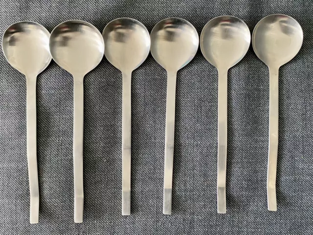 6 X Soup Spoons 20.5 cm- 1960s Arthur Price "Midwinter" Cutlery Stainless Steel