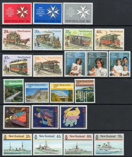 New Zealand Mnh 1985 Commemorative Complete Year Sets (Ex M/S)