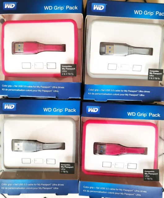Job Lot 23x WD My Passport Grip Pack Case +USB 3 Cable(Mixed Colours)1TB,2/3TB