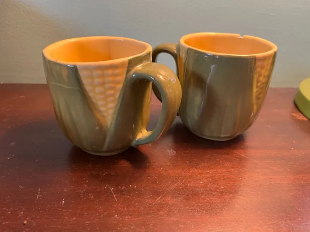 Vintage SHAWNEE Yellow "CORN KING" Pattern LARGE COFFEE MUGS  #69  ~  SET of 2