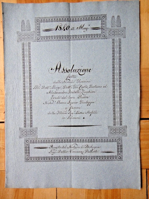 1840-Famiglia ZUCCHINI e LIVIA ARFELLI in SILVANI-Bologna-Manoscritto+
