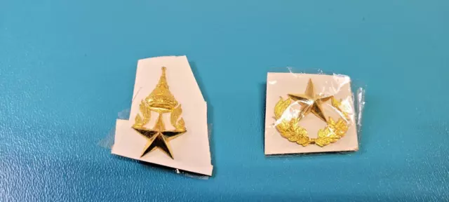 Two Royal Thailand Thai Army Military Insignia 1 Star General Pin Medal Lapel