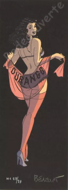 Ex-libris Sérigraphie Berthet Pin-up Durango HC39ex signé 8,7x24 cm marque-page