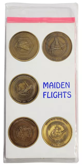 NASA Space Shuttle Maiden Flights Antiqued Bronze Medal Set